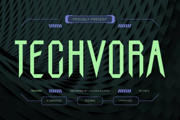 Techvora: A Futuristic Typeface for Modern Makers